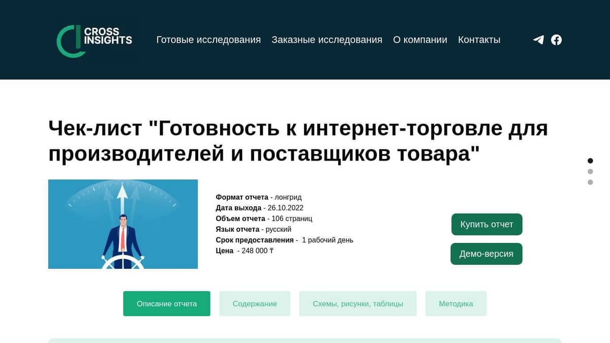 Маркетинговое исследование Cross Insights. Чек-лист Готовность к  интернет-торговле для производителей и поставщиков товаров